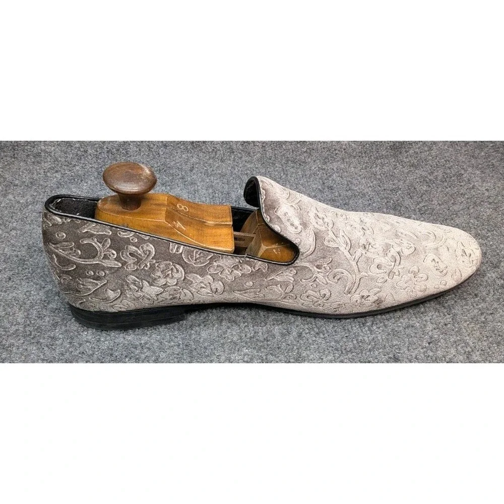 Giorgio Brutini Men’s 13 Gray Velvet Smoking Slippers Floral Pattern Dress...